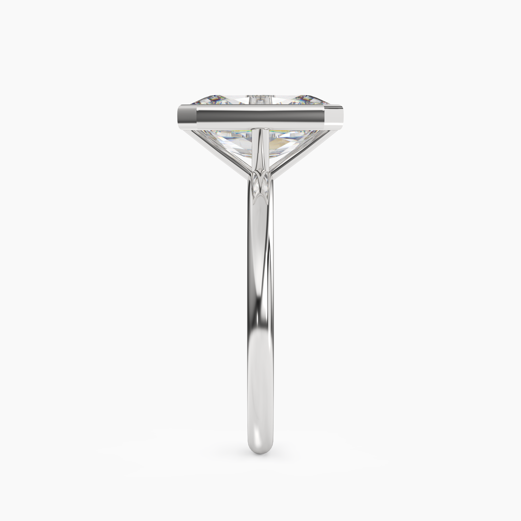 Bezel Radiant Hidden Halo Diamond Ring Setting in 14K Yellow Gold