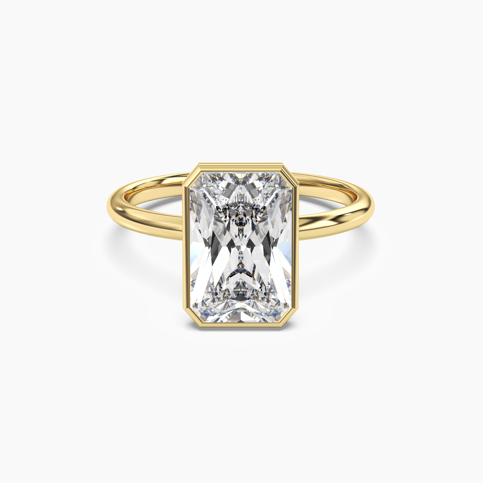 Bezel Radiant Hidden Halo 2.5 Carat Lab Grown Diamond Engagement Ring in 14K Yellow Gold
