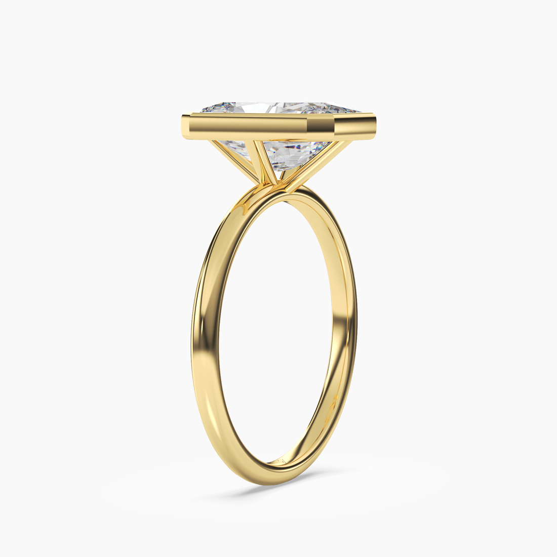 Bezel Radiant Hidden Halo 2 Carat Lab Grown Diamond Engagement Ring in 18K Yellow Gold