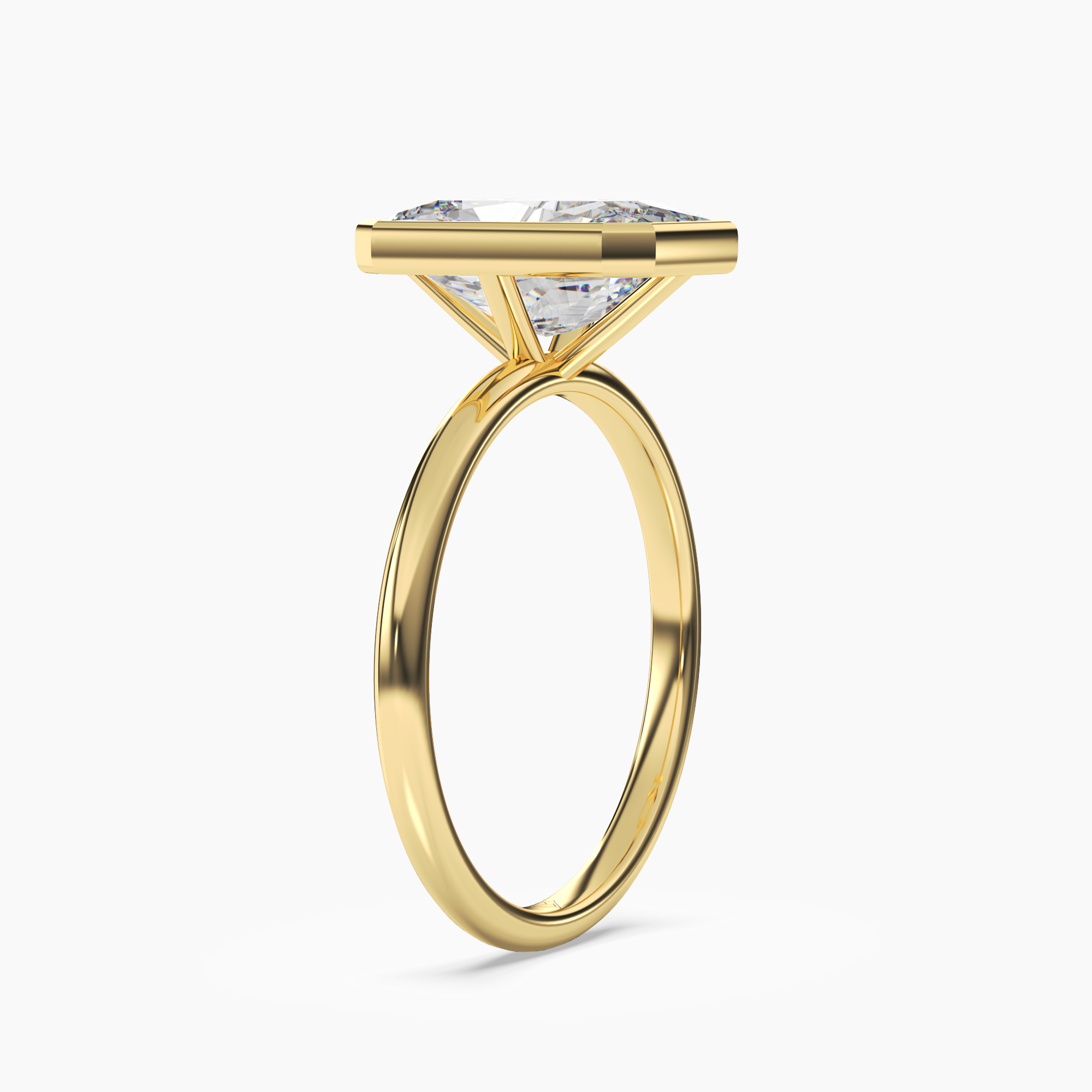 Bezel Radiant Hidden Halo 1.5 Carat Lab Grown Diamond Engagement Ring in 14K White Gold