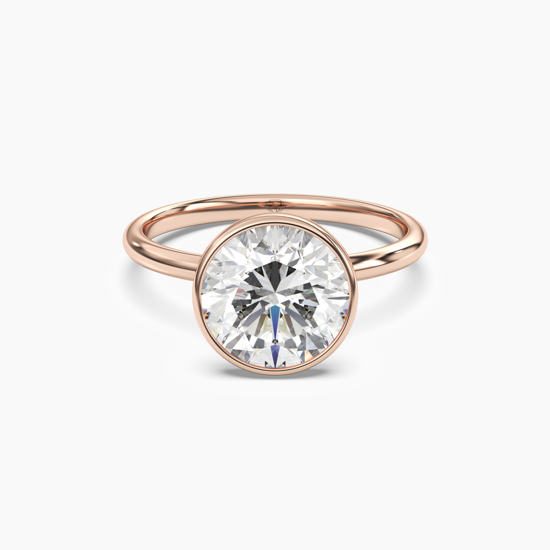 Bezel Round Hidden Halo 2.5 Carat Lab Grown Diamond Engagement Ring in 18K Yellow Gold