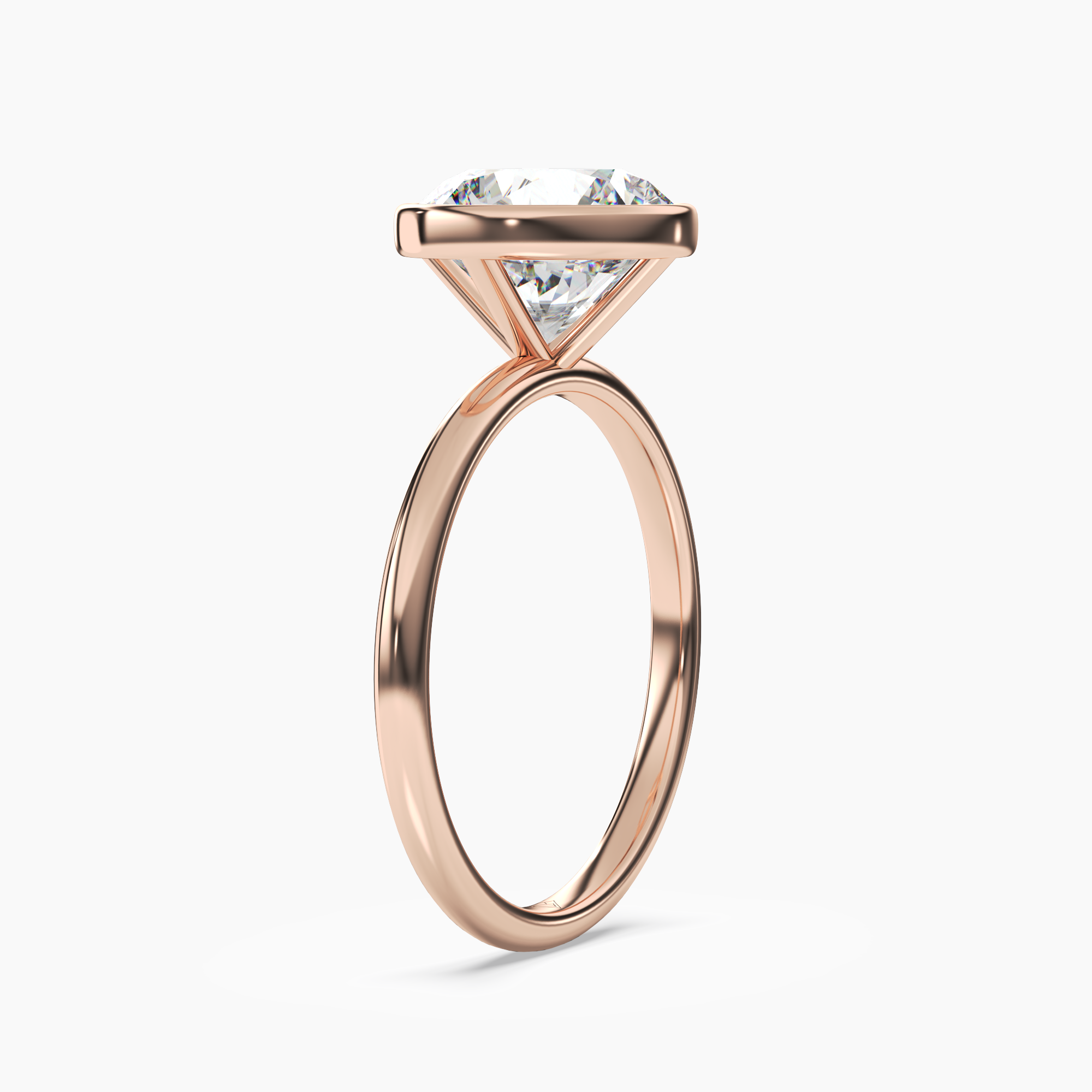 Bezel Round Hidden Halo 2.5 Carat Lab Grown Diamond Engagement Ring in 18K Yellow Gold
