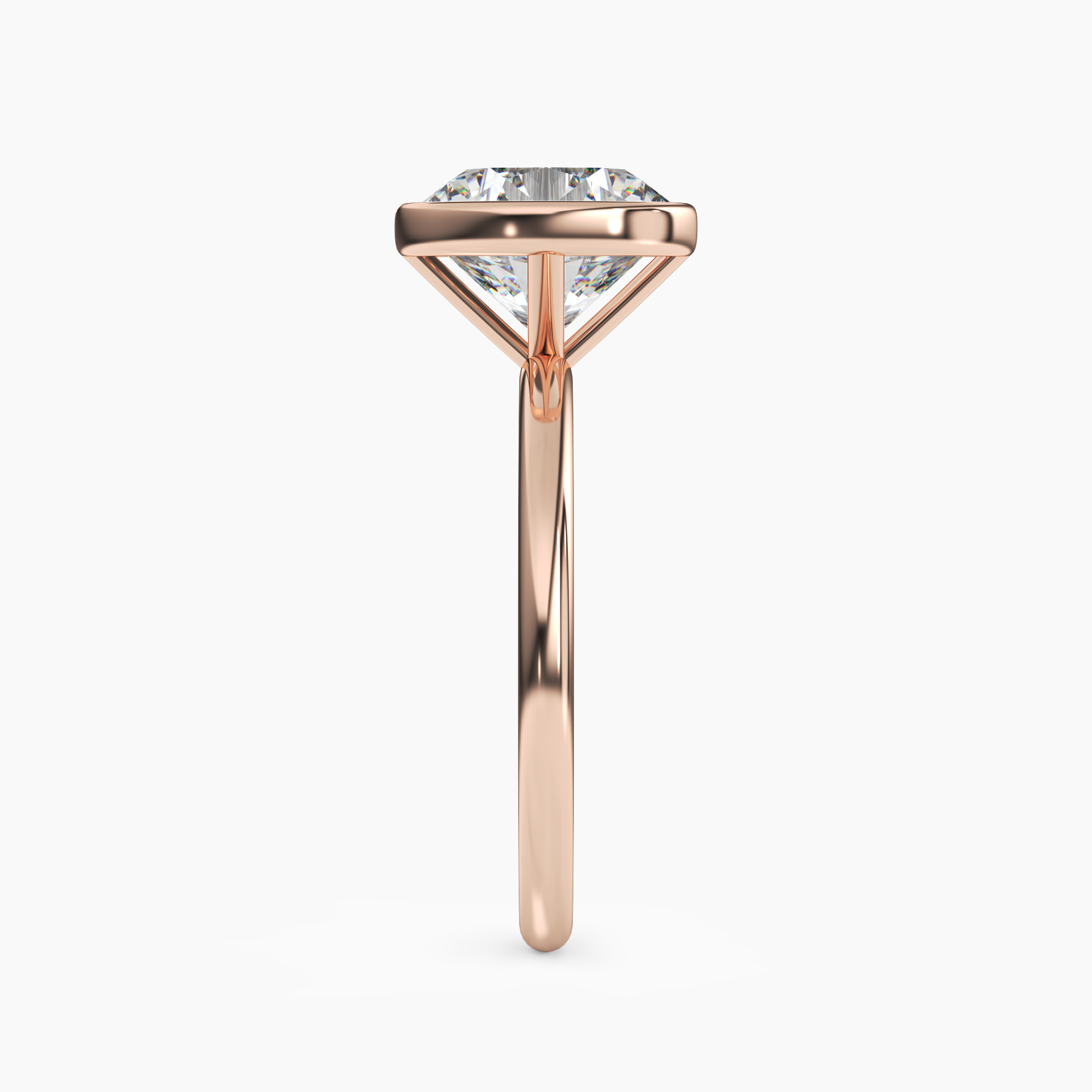 Bezel Round Hidden Halo 3 Carat Lab Grown Diamond Engagement Ring in 14K Rose Gold