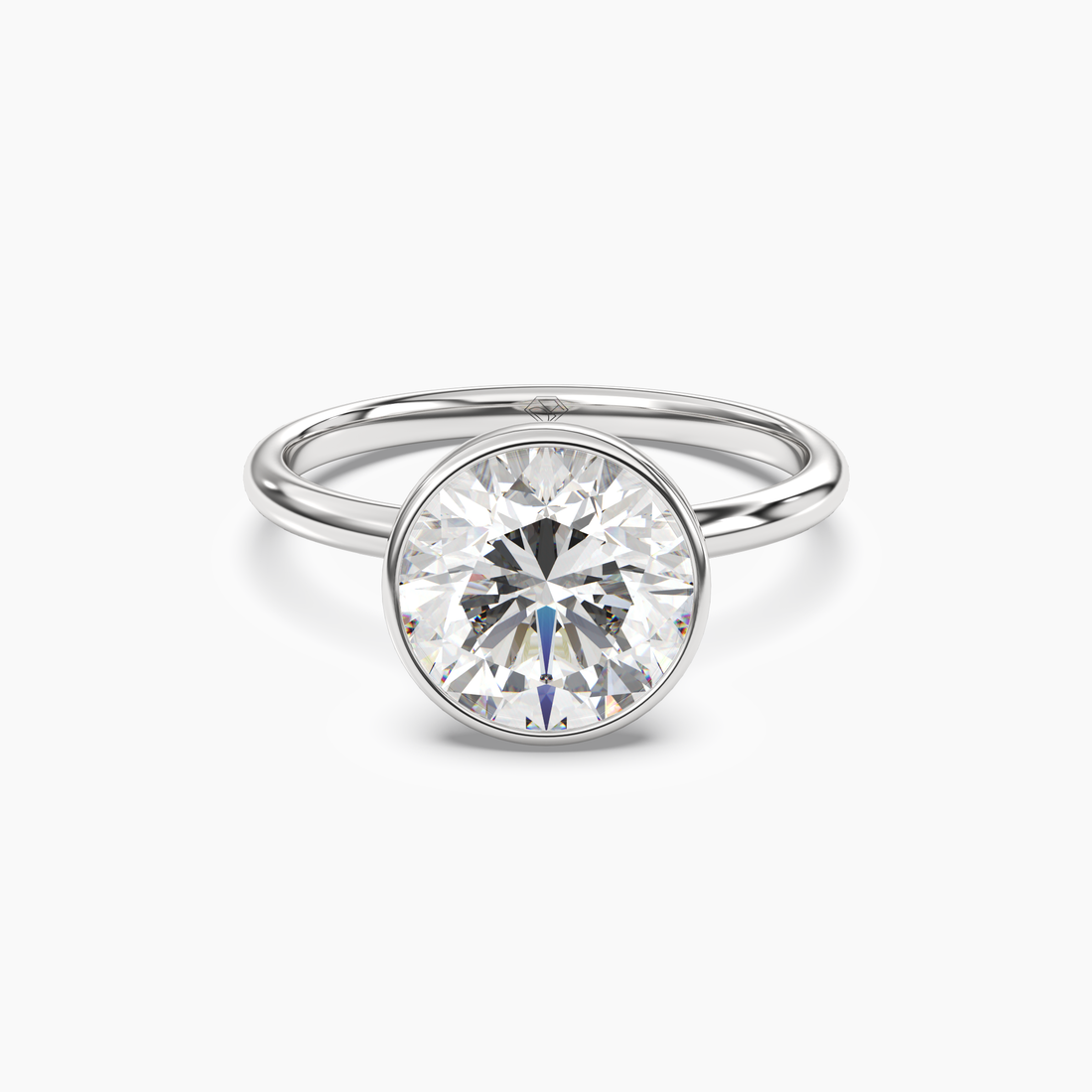 Bezel Round Hidden Halo Diamond Ring Setting in 14K Rose Gold