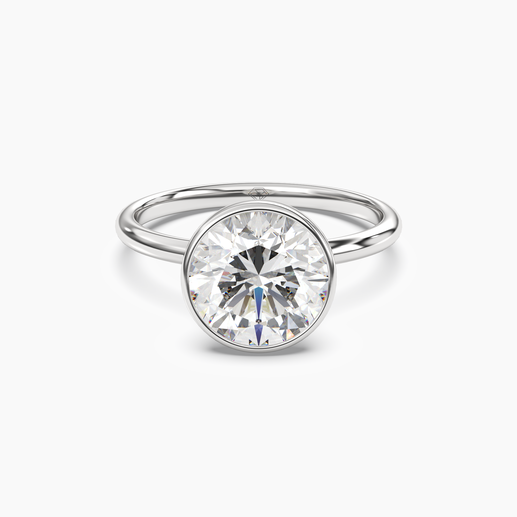 Bezel Round Hidden Halo 1 Carat Lab Grown Diamond Engagement Ring in 18K Yellow Gold