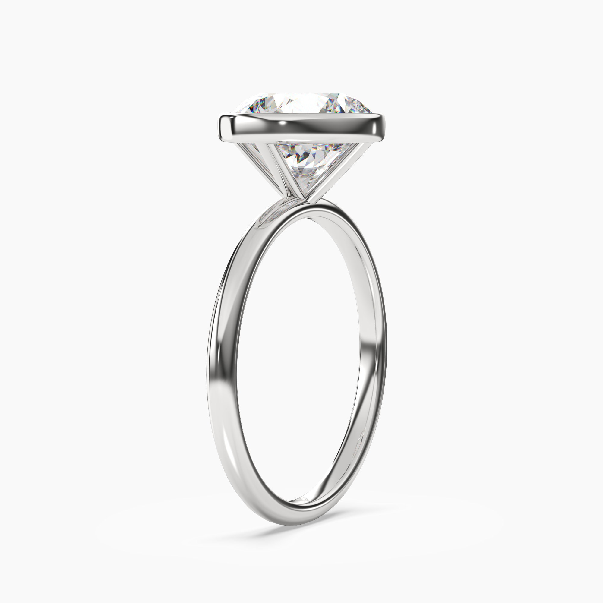 Bezel Round Hidden Halo 2.5 Carat Lab Grown Diamond Engagement Ring in 18K Rose Gold