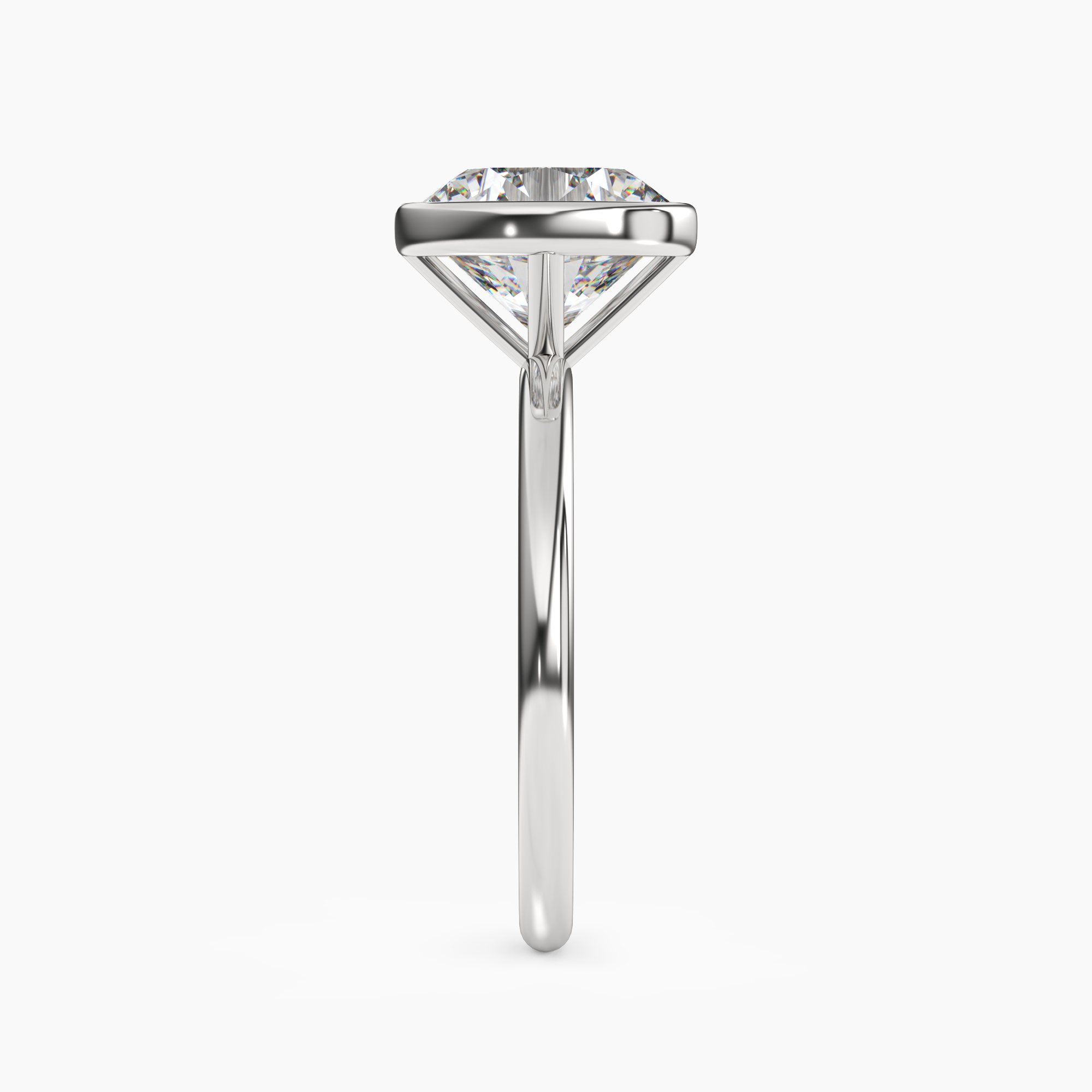 Bezel Round Hidden Halo Diamond Ring Setting in 14K Yellow Gold