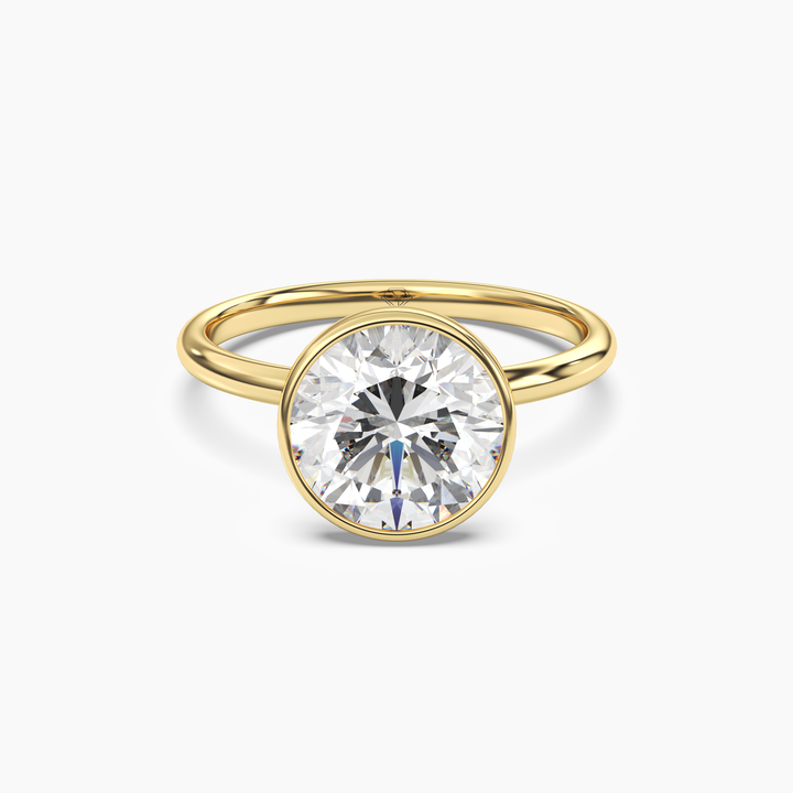 Bezel Round Hidden Halo 1.5 Carat Lab Grown Diamond Engagement Ring in 18K Yellow Gold