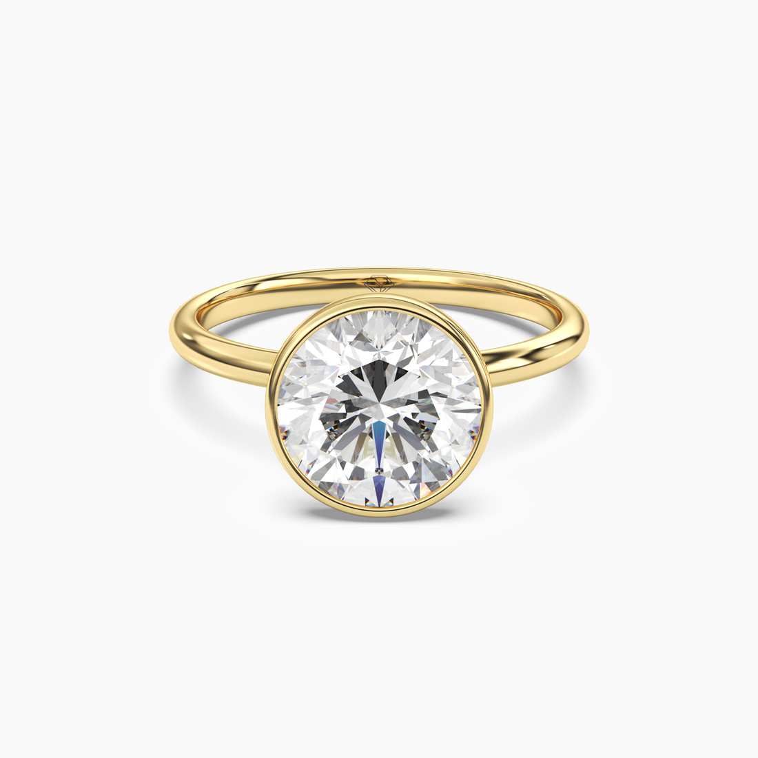 Bezel Round Hidden Halo 2 Carat Lab Grown Diamond Engagement Ring in 14K Rose Gold