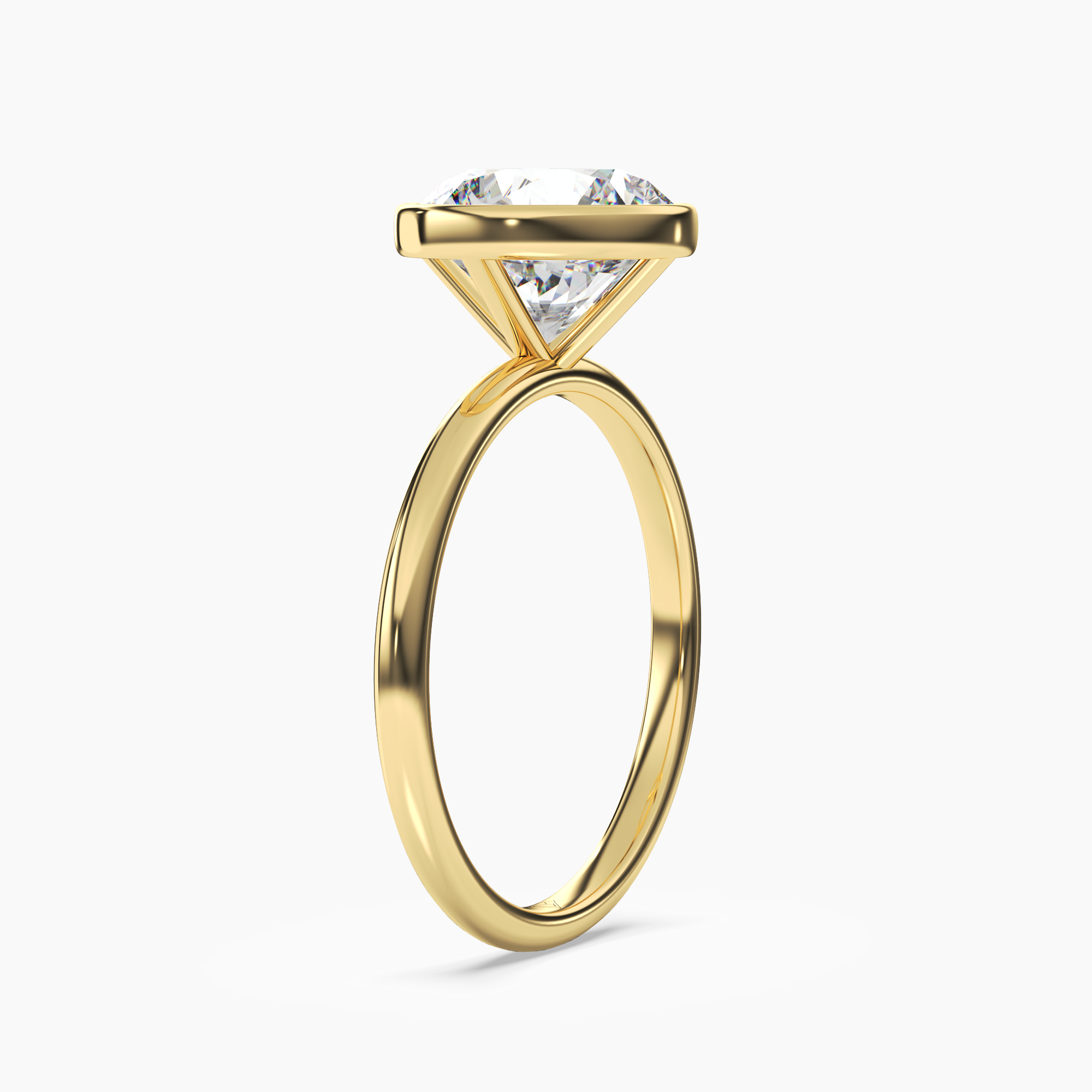 Bezel Round Hidden Halo 2.5 Carat Lab Grown Diamond Engagement Ring in 18K White Gold