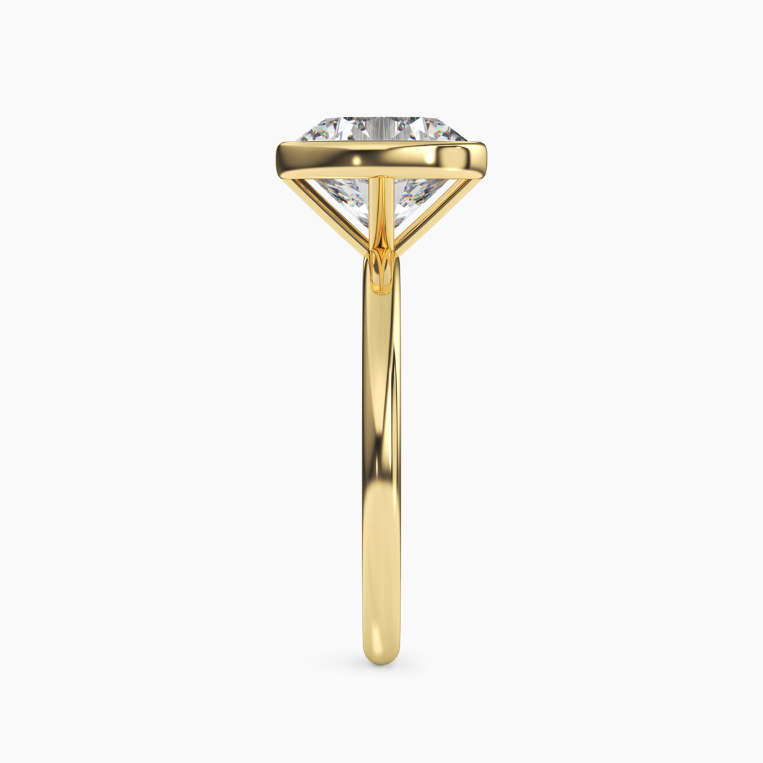 Bezel Round Hidden Halo 3 Carat Lab Grown Diamond Engagement Ring in 14K Yellow Gold