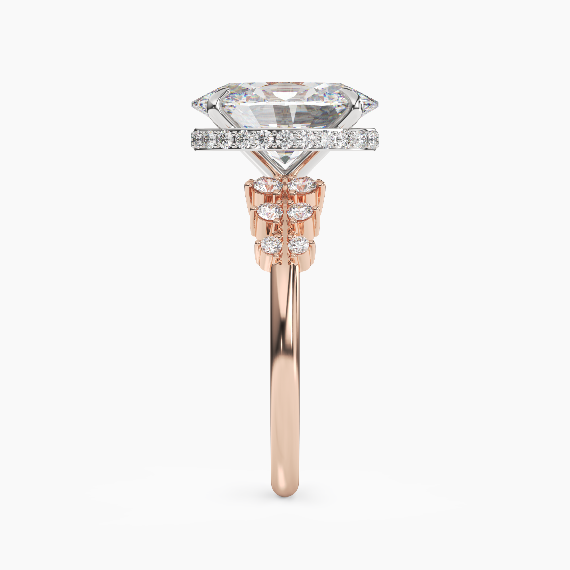 Violet Oval Hidden Halo 1.5 Carat Lab Grown Diamond Engagement Ring in 14K White Gold