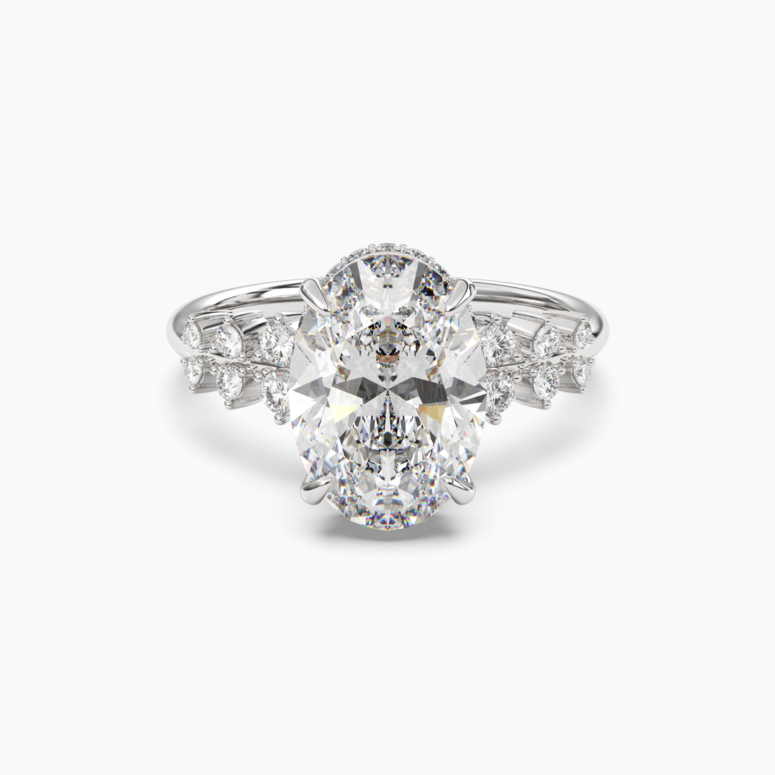 Violet Oval Hidden Halo 2.5 Carat Lab Grown Diamond Engagement Ring in 18K Yellow Gold