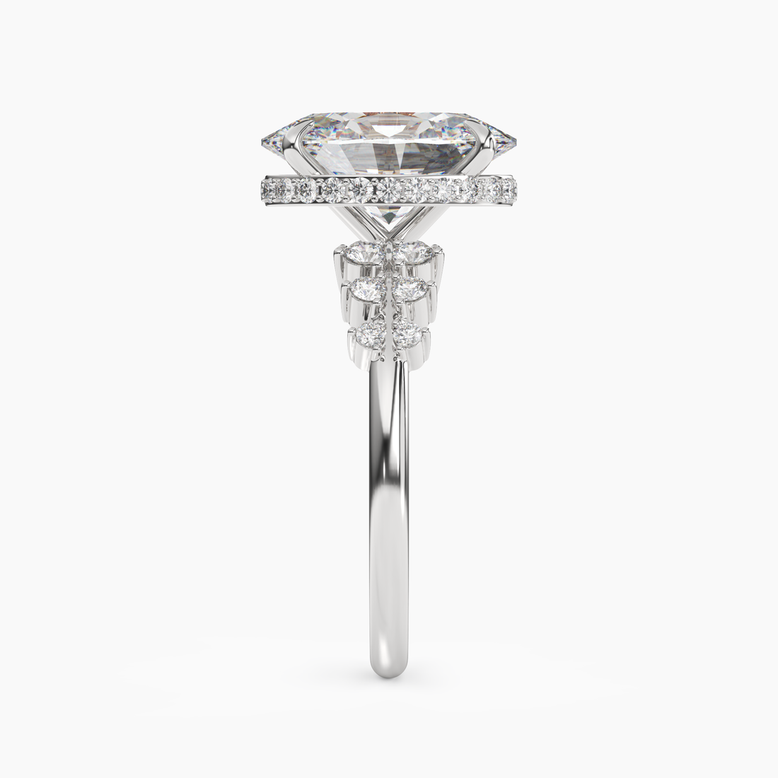 Violet Oval Hidden Halo 3 Carat Lab Grown Diamond Engagement Ring in 18K Yellow Gold