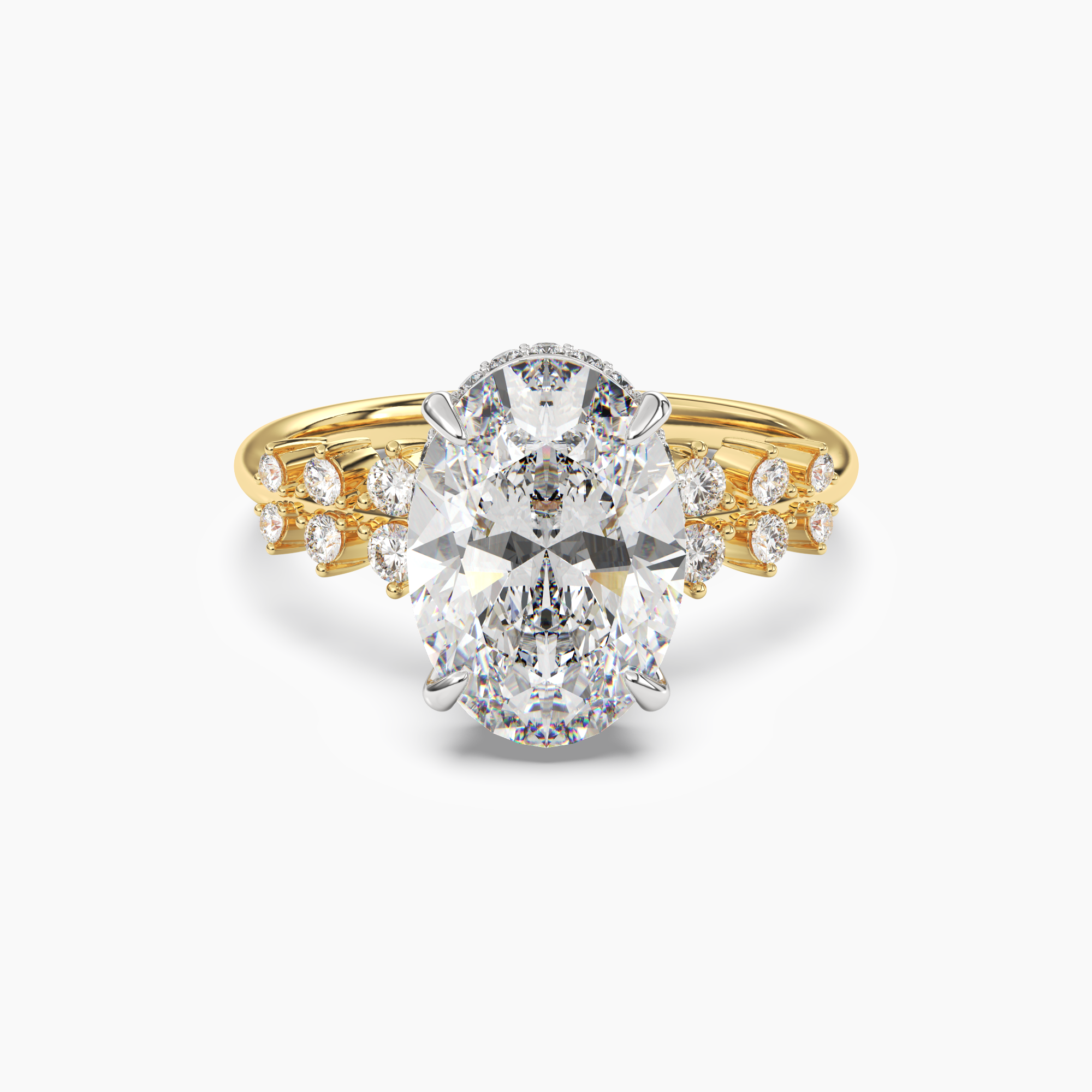 Violet Oval Hidden Halo 3 Carat Lab Grown Diamond Engagement Ring in 18K Rose Gold