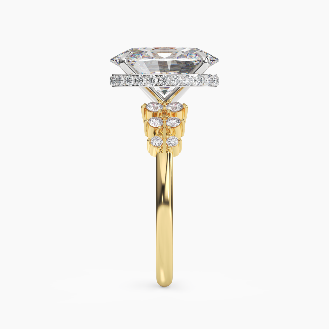 Violet Oval Hidden Halo 1.5 Carat Lab Grown Diamond Engagement Ring in 18K White Gold