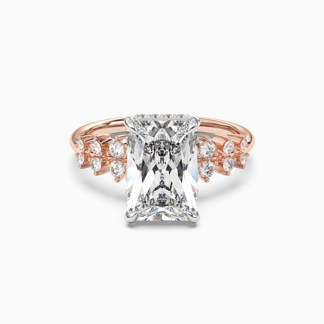 Violet Radiant Hidden Halo 1 Carat Lab Grown Diamond Engagement Ring in 18K White Gold