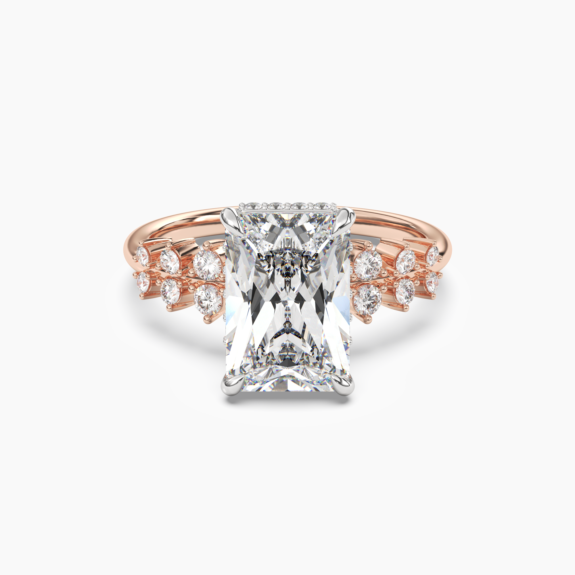 Violet Radiant Hidden Halo 3 Carat Lab Grown Diamond Engagement Ring in 18K Rose Gold