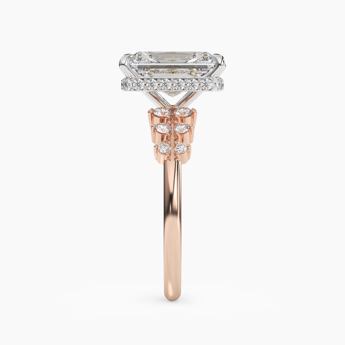 Violet Radiant Hidden Halo 3 Carat Lab Grown Diamond Engagement Ring in 14K Rose Gold