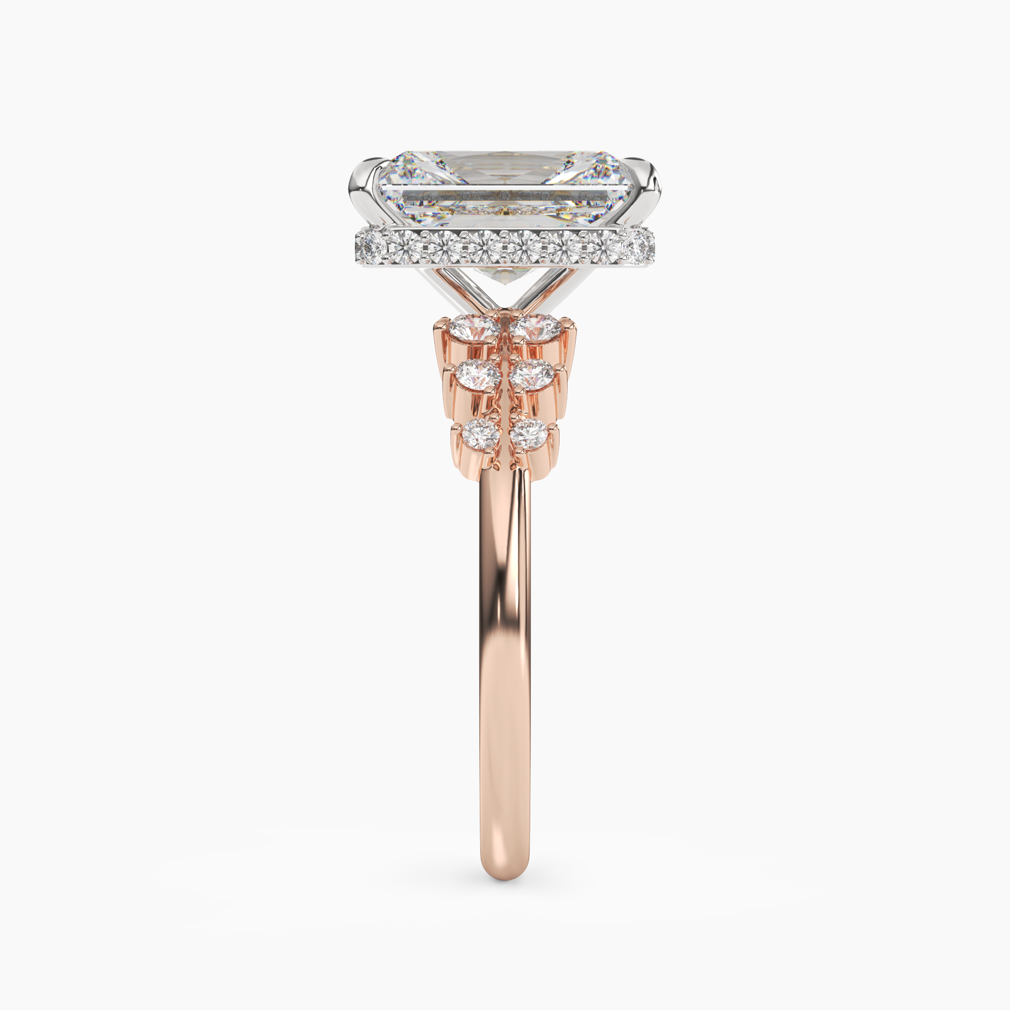 Violet Radiant Hidden Halo 2.5 Carat Lab Grown Diamond Engagement Ring in 14K Rose Gold