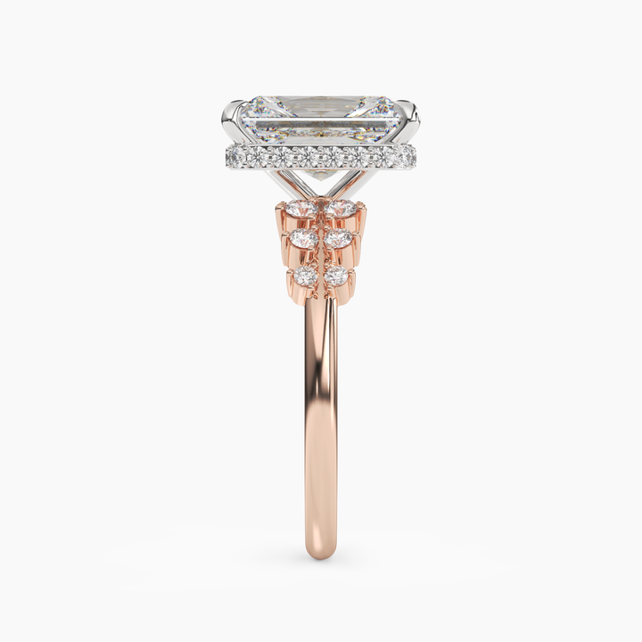 Violet Radiant Hidden Halo 3 Carat Lab Grown Diamond Engagement Ring in 14K White Gold