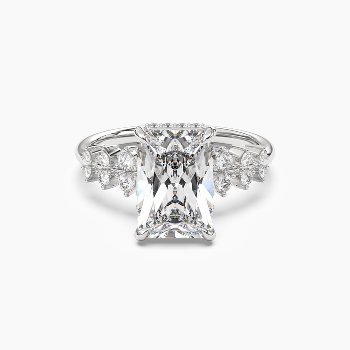 Violet Radiant Hidden Halo 3 Carat Lab Grown Diamond Engagement Ring in 18K White Gold