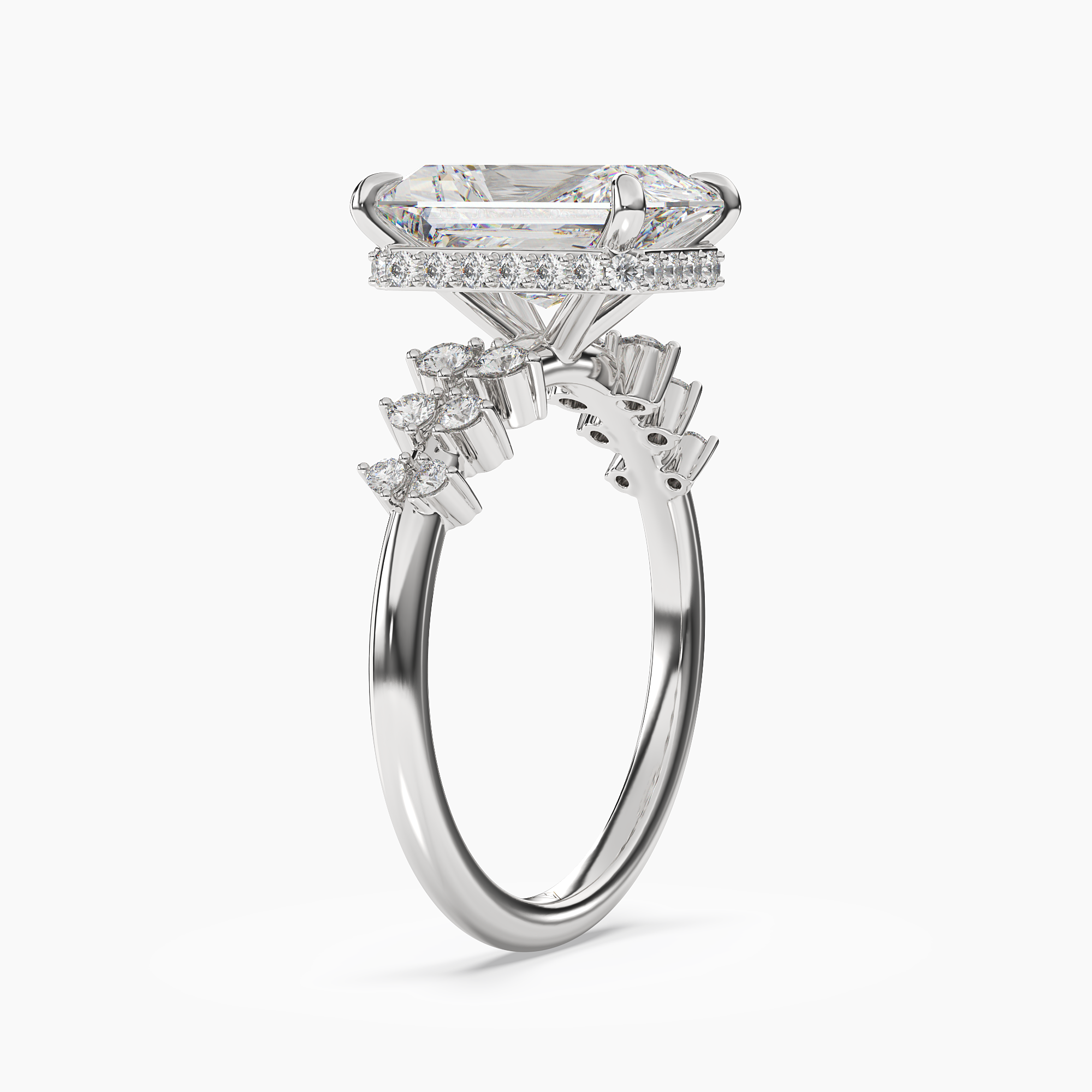 Violet Radiant Hidden Halo 3 Carat Lab Grown Diamond Engagement Ring in 14K Yellow Gold