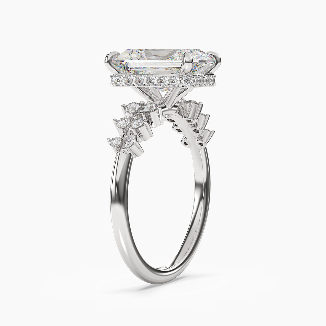 Violet Radiant Hidden Halo 1.5 Carat Lab Grown Diamond Engagement Ring in 14K Yellow Gold