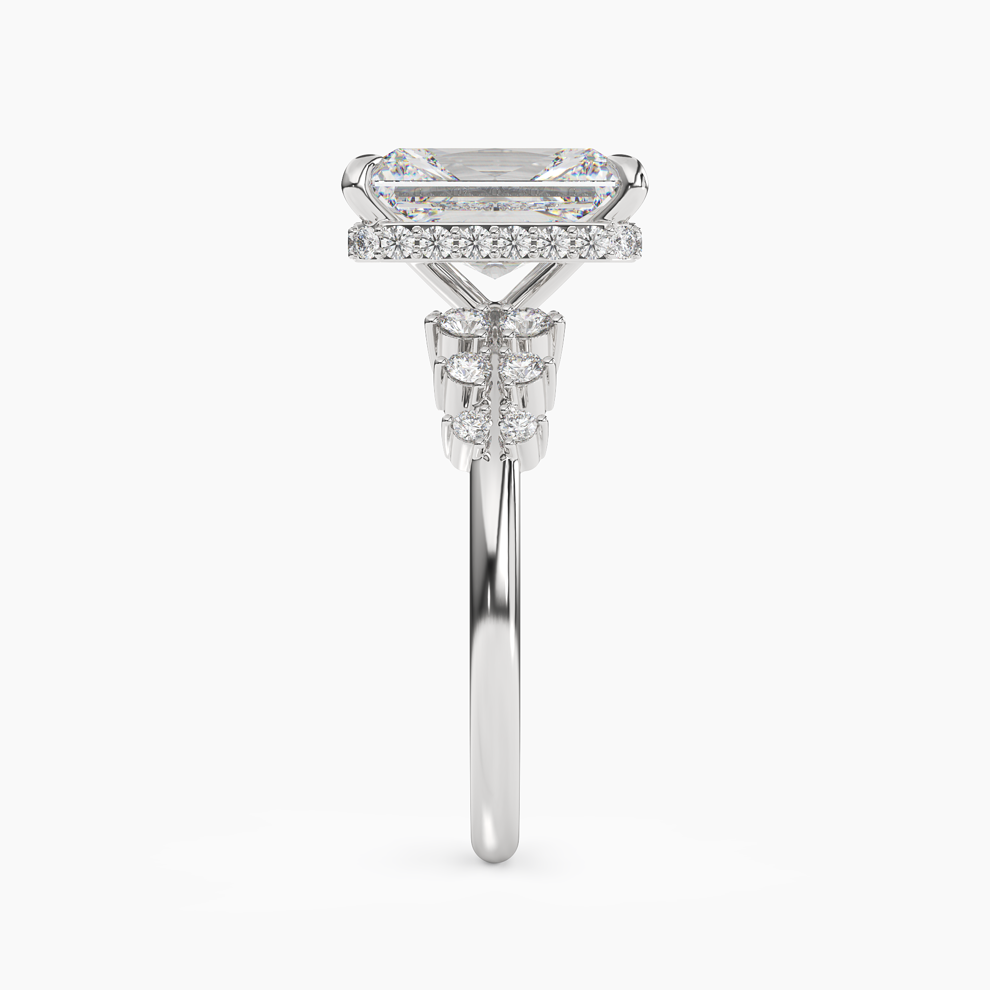 Violet Radiant Hidden Halo 2.5 Carat Lab Grown Diamond Engagement Ring in 18K Rose Gold