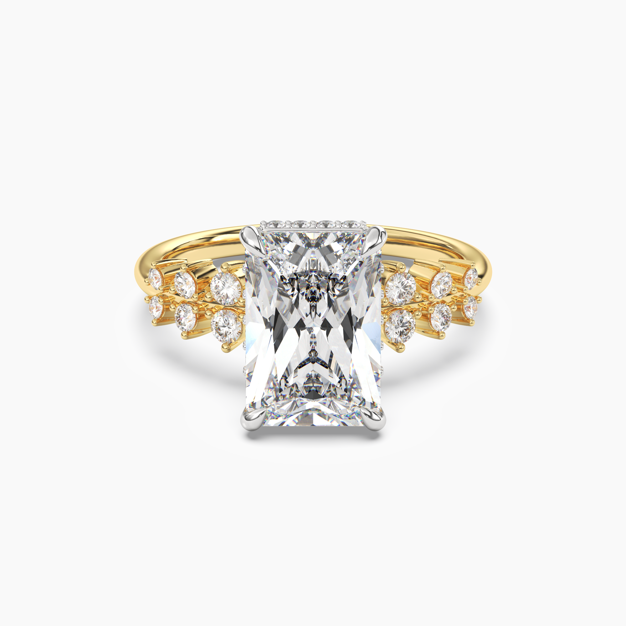 Violet Radiant Hidden Halo 1.5 Carat Lab Grown Diamond Engagement Ring in 14K Yellow Gold