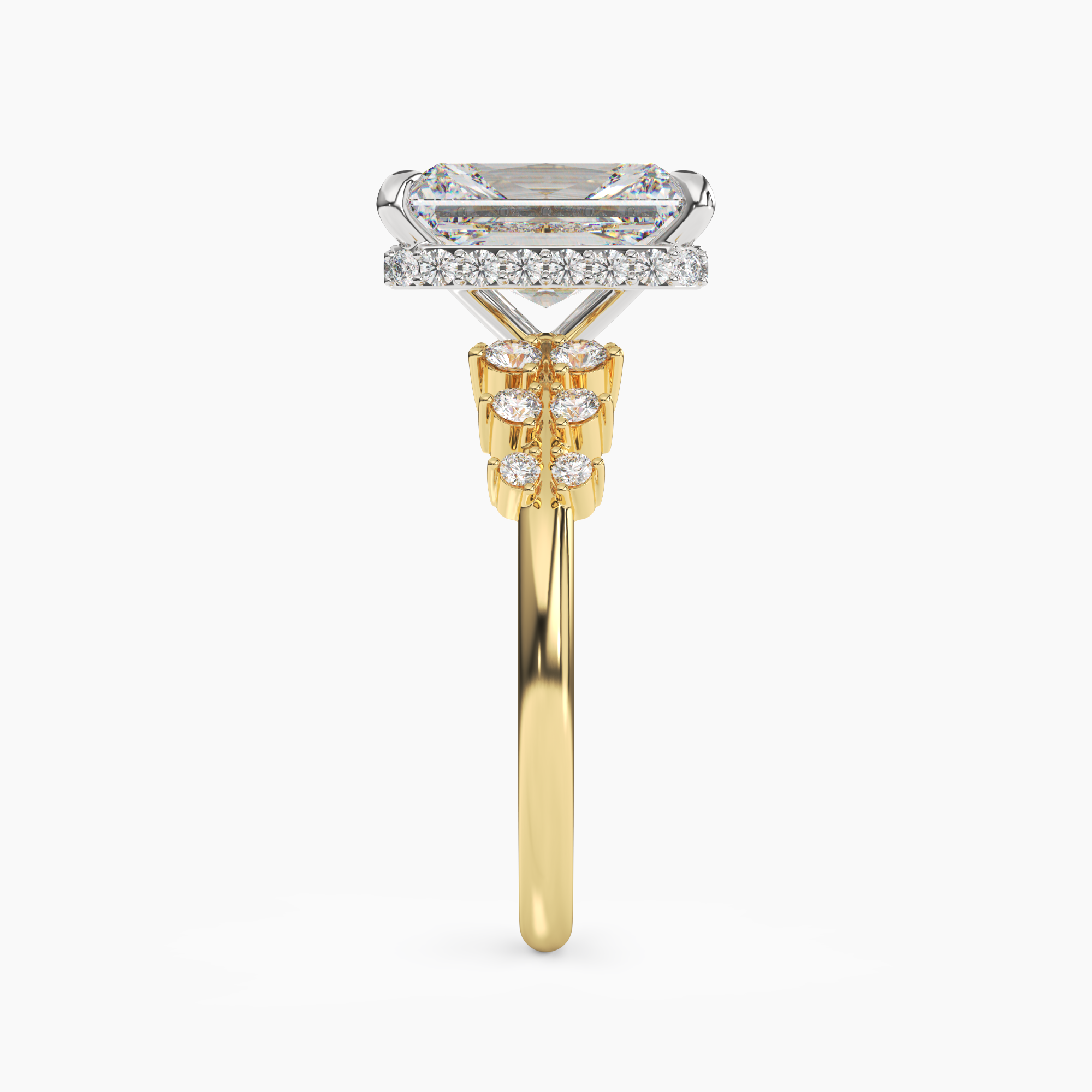 Violet Radiant Hidden Halo 2.5 Carat Lab Grown Diamond Engagement Ring in 18K Rose Gold