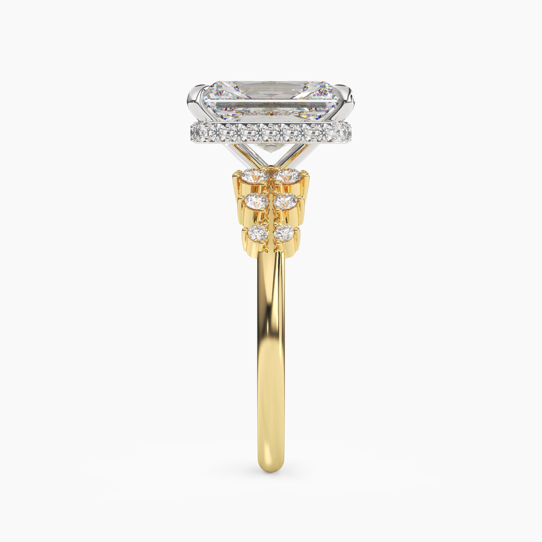 Violet Radiant Hidden Halo 2.5 Carat Lab Grown Diamond Engagement Ring in 18K Rose Gold
