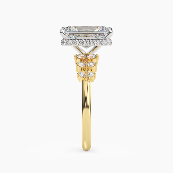 Violet Radiant Hidden Halo 2 Carat Lab Grown Diamond Engagement Ring in 18K Rose Gold