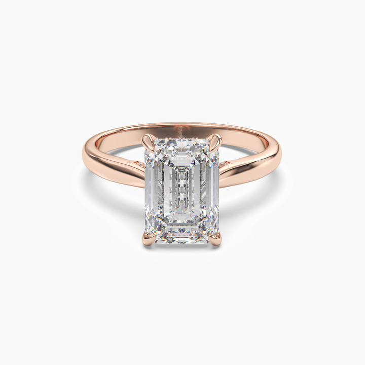 Hestia Emerald Hidden Halo 3 Carat Lab Grown Diamond Engagement Ring in 18K Rose Gold
