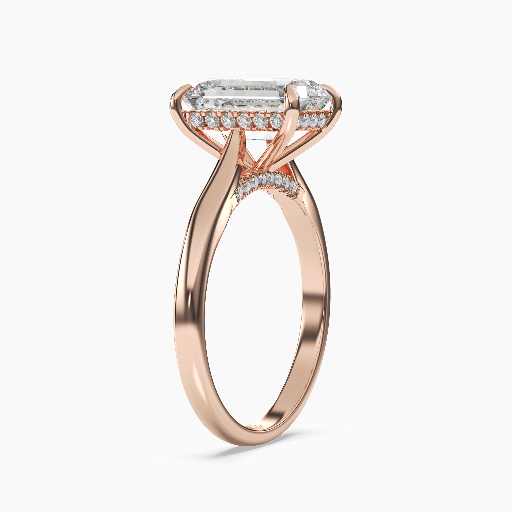 Hestia Emerald Hidden Halo 1.5 Carat Lab Grown Diamond Engagement Ring in 18K Rose Gold