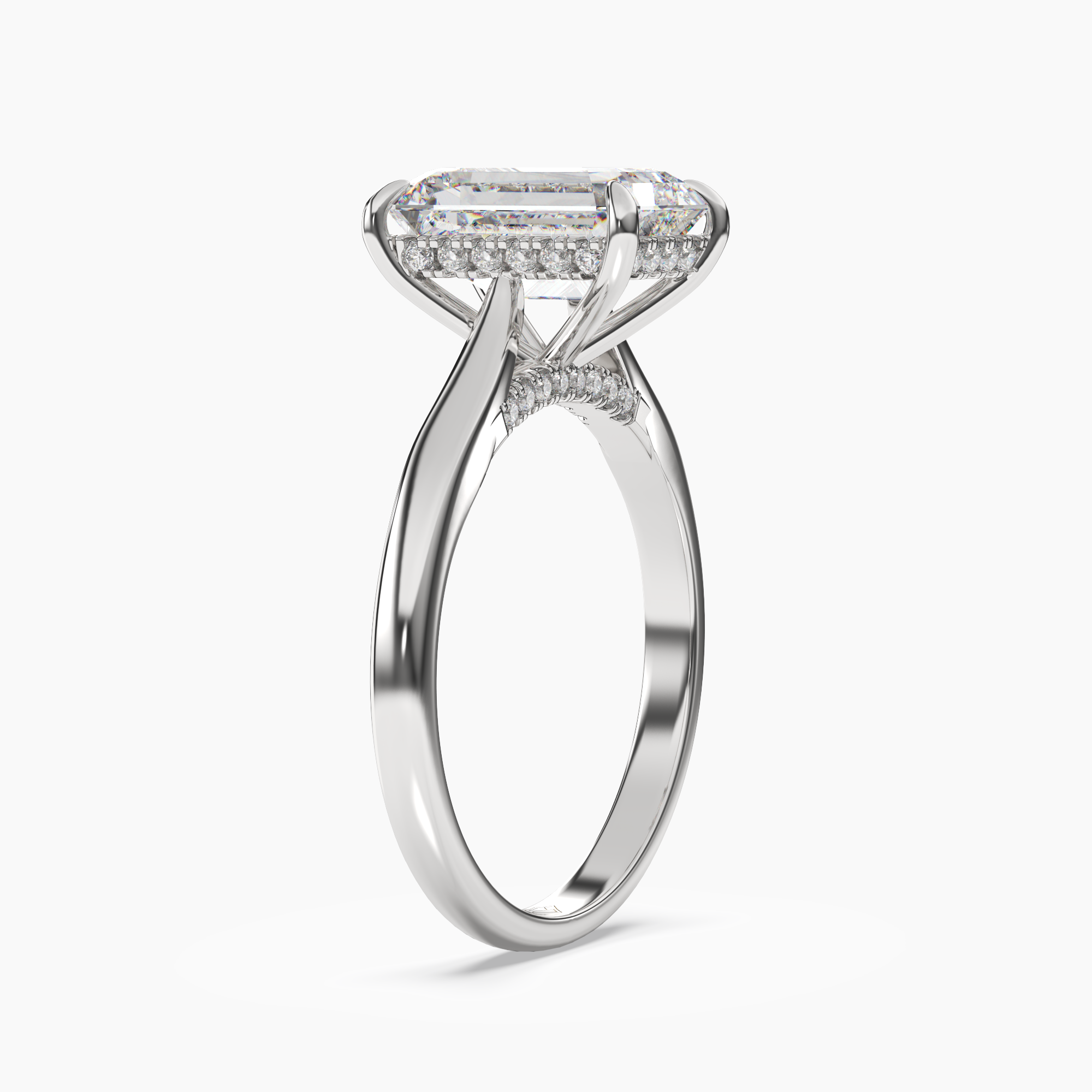 Hestia Emerald Hidden Halo 1.5 Carat Lab Grown Diamond Engagement Ring in 18K Yellow Gold