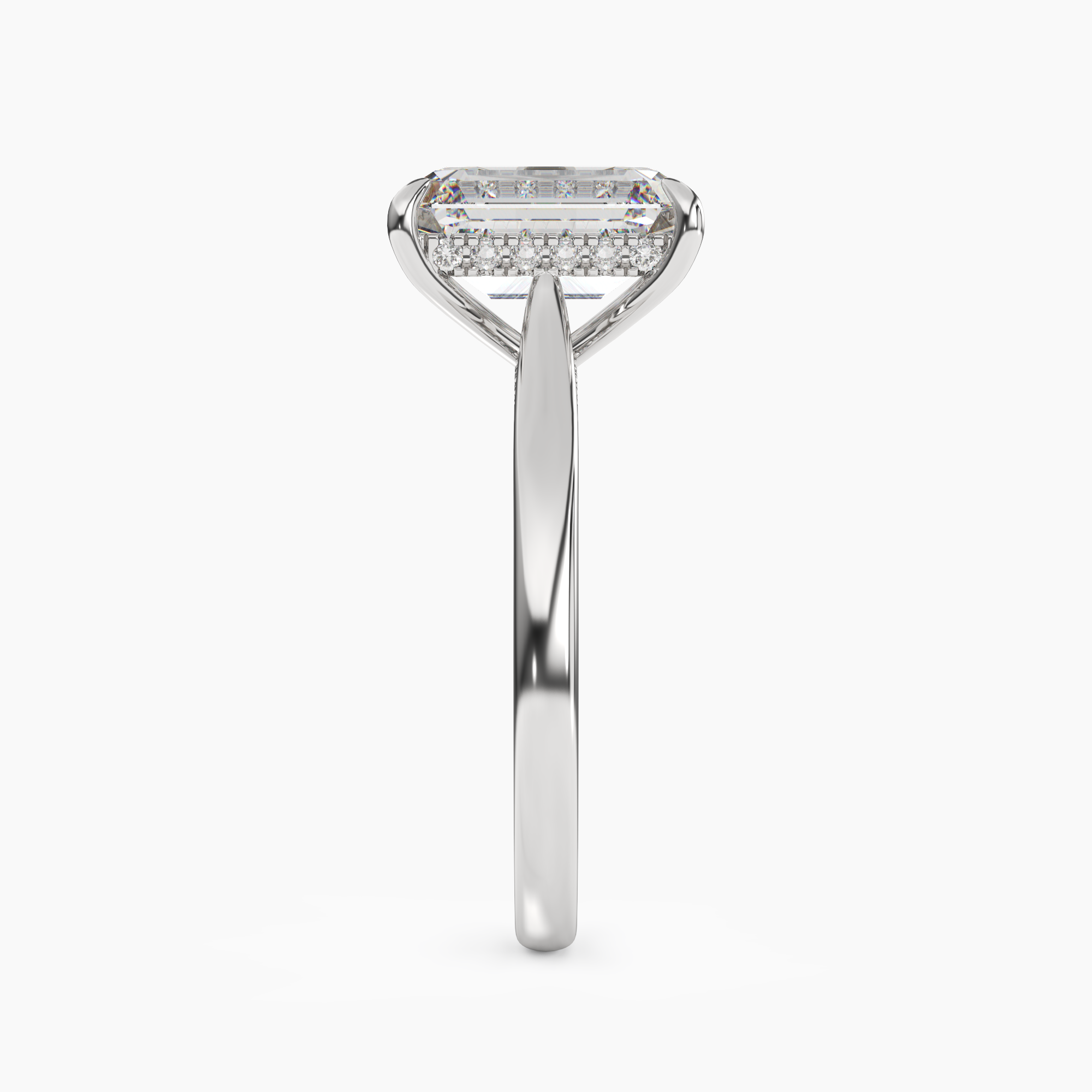 Hestia Emerald Hidden Halo Diamond Ring Setting in 14K White Gold