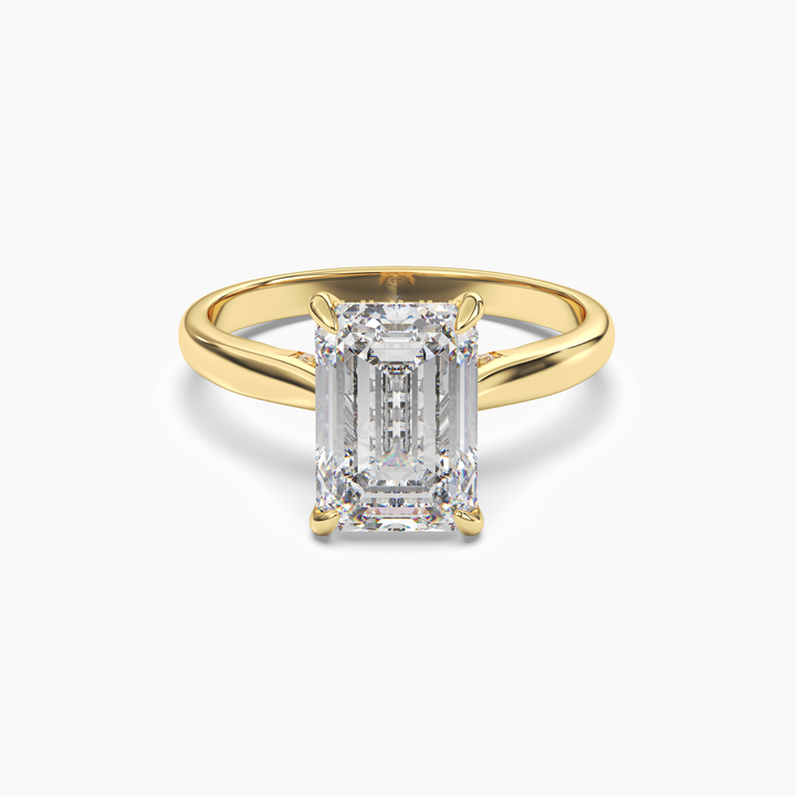 Hestia Emerald Hidden Halo 2.5 Carat Lab Grown Diamond Engagement Ring in 14K Yellow Gold