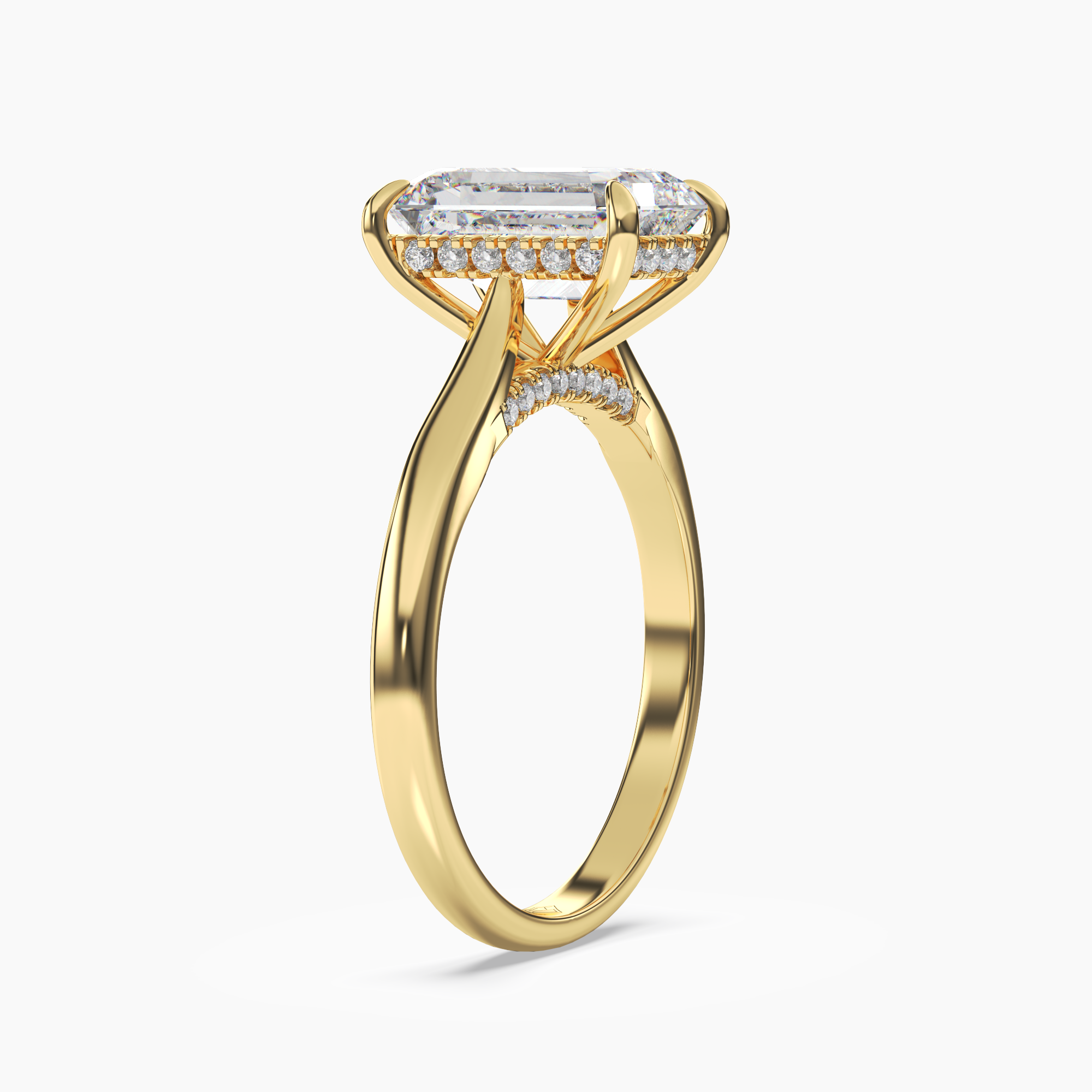 Hestia Emerald Hidden Halo 1.5 Carat Lab Grown Diamond Engagement Ring in 14K Rose Gold