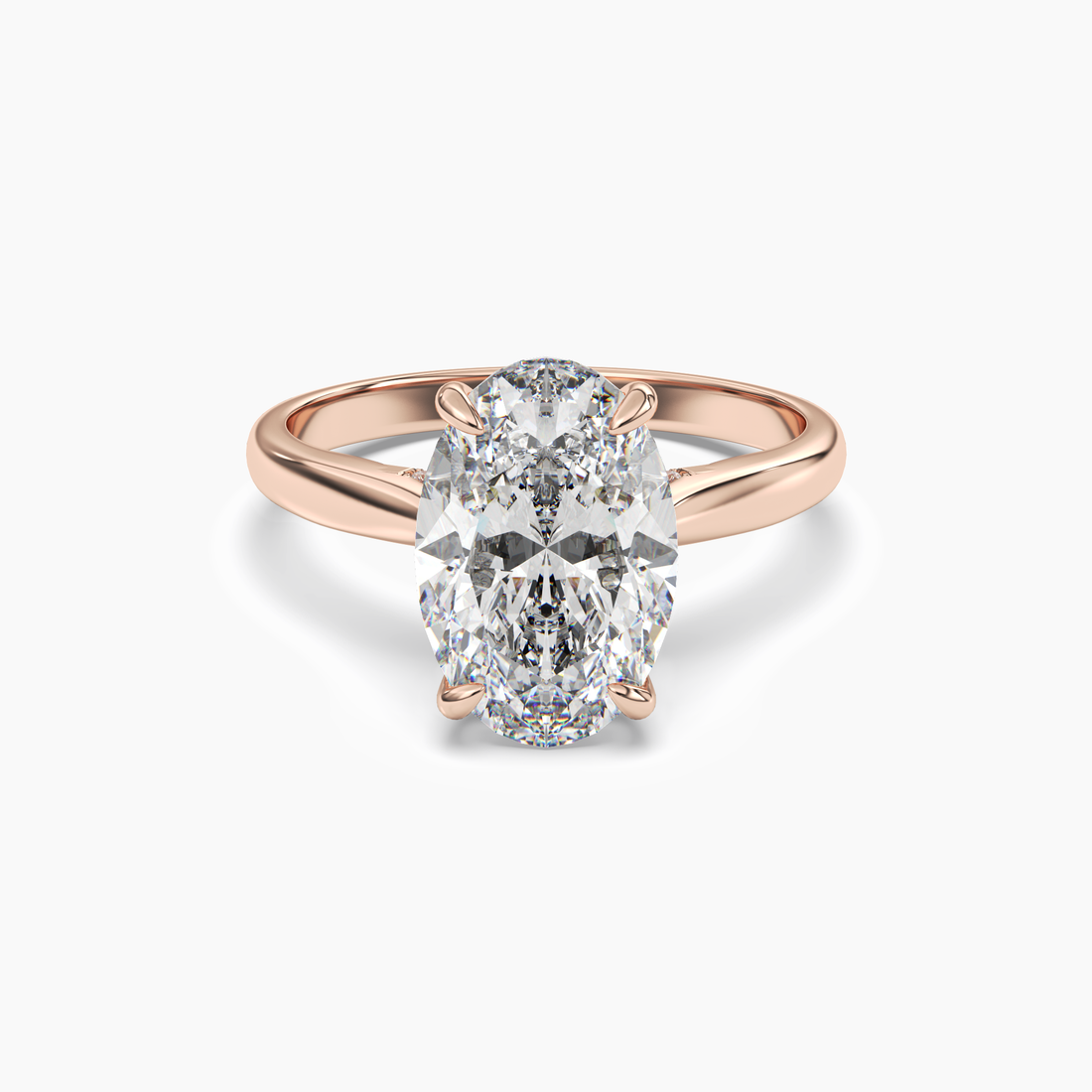 Hestia Oval Hidden Halo 2 Carat Lab Grown Diamond Engagement Ring in 18K Rose Gold