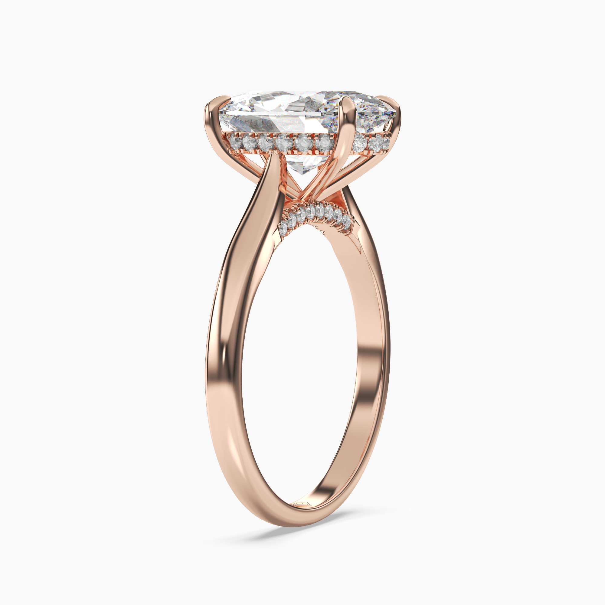 Hestia Oval Hidden Halo 2.5 Carat Lab Grown Diamond Engagement Ring in 14K White Gold