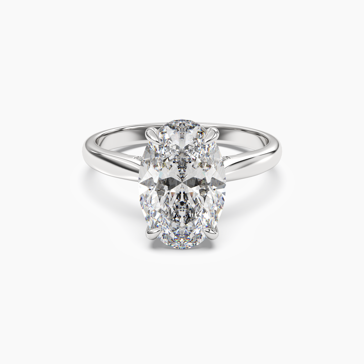 Hestia Oval Hidden Halo 1 Carat Lab Grown Diamond Engagement Ring in 18K White Gold