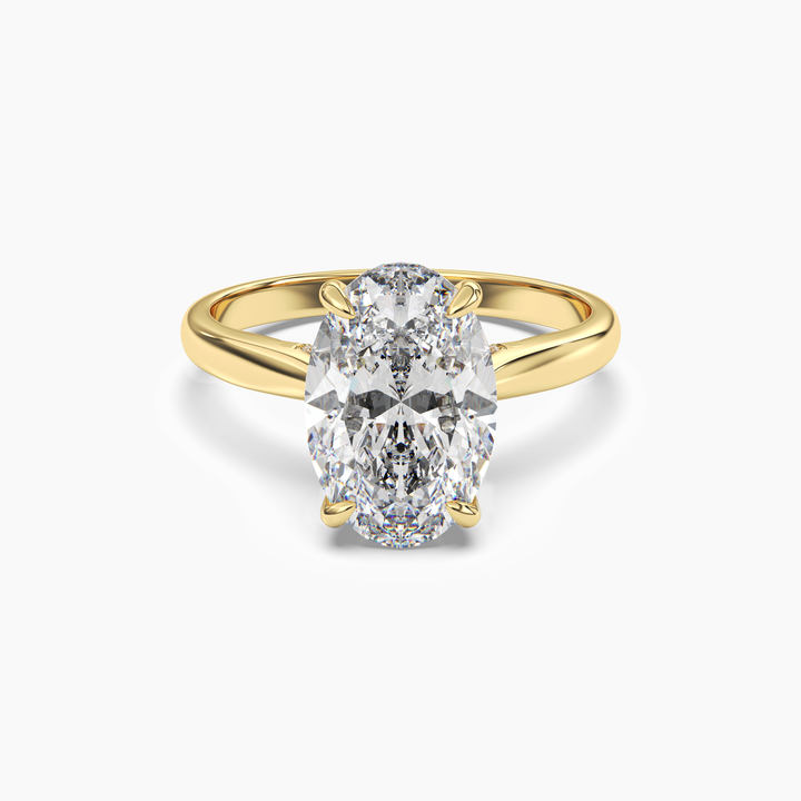 Hestia Oval Hidden Halo 2.5 Carat Lab Grown Diamond Engagement Ring in 18K Yellow Gold