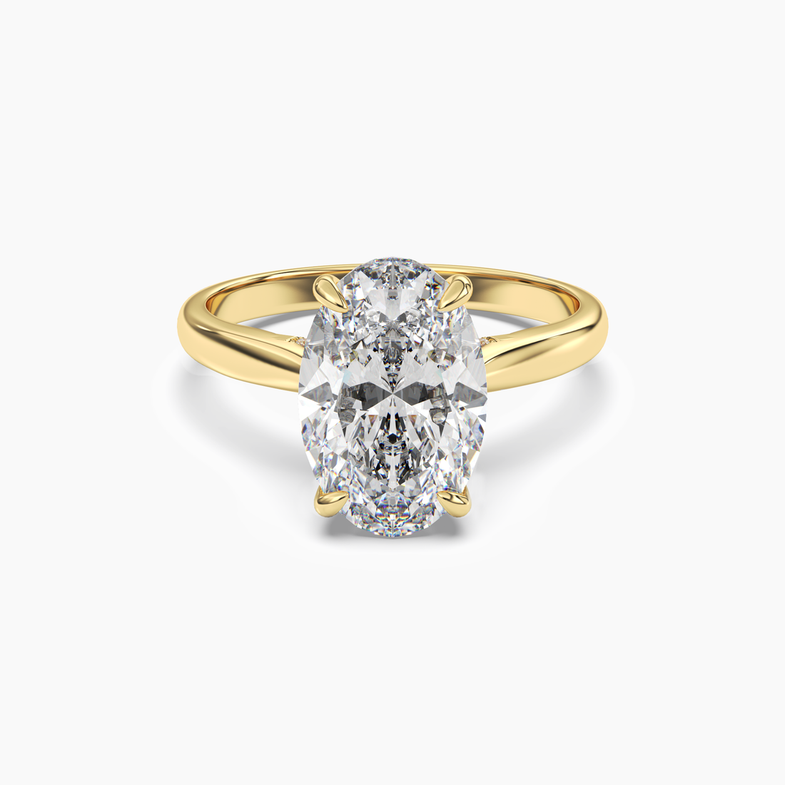 Hestia Oval Hidden Halo Diamond Ring Setting in 14K Yellow Gold
