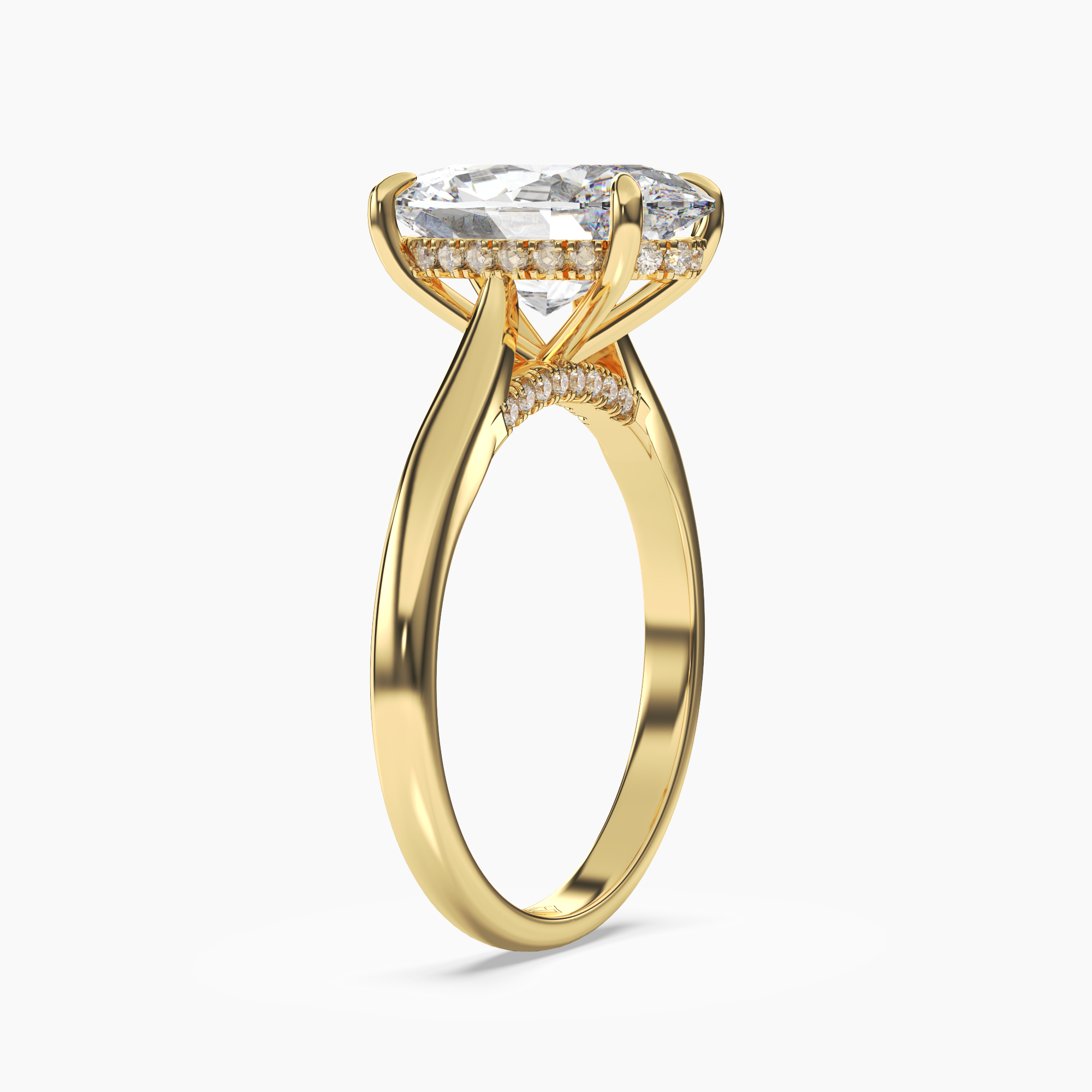 Hestia Oval Hidden Halo Diamond Ring Setting in 18K Rose Gold