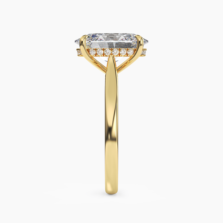 Hestia Oval Hidden Halo 2.5 Carat Lab Grown Diamond Engagement Ring in 18K Rose Gold