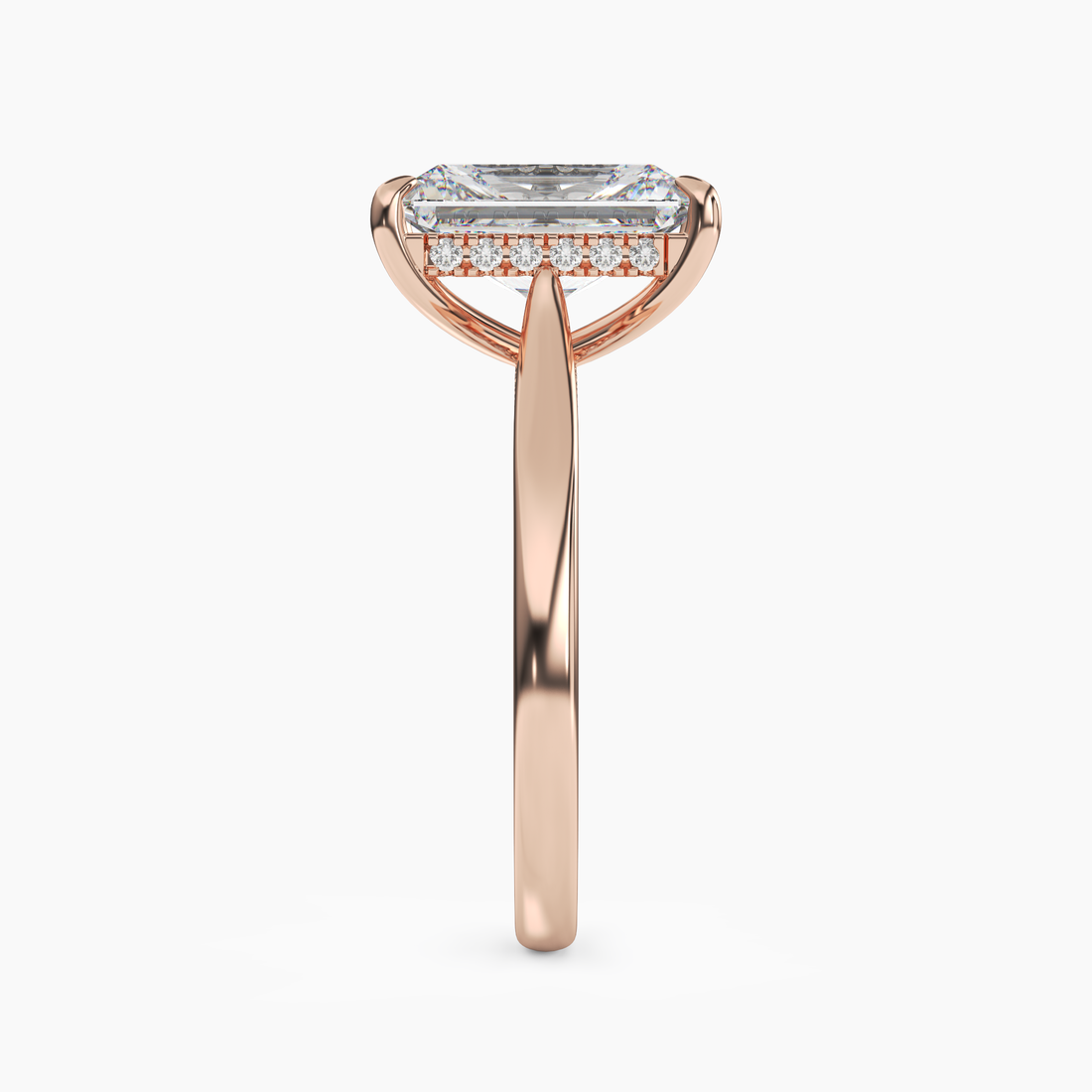 Hestia Radiant Hidden Halo Diamond Ring Setting in 18K Yellow Gold