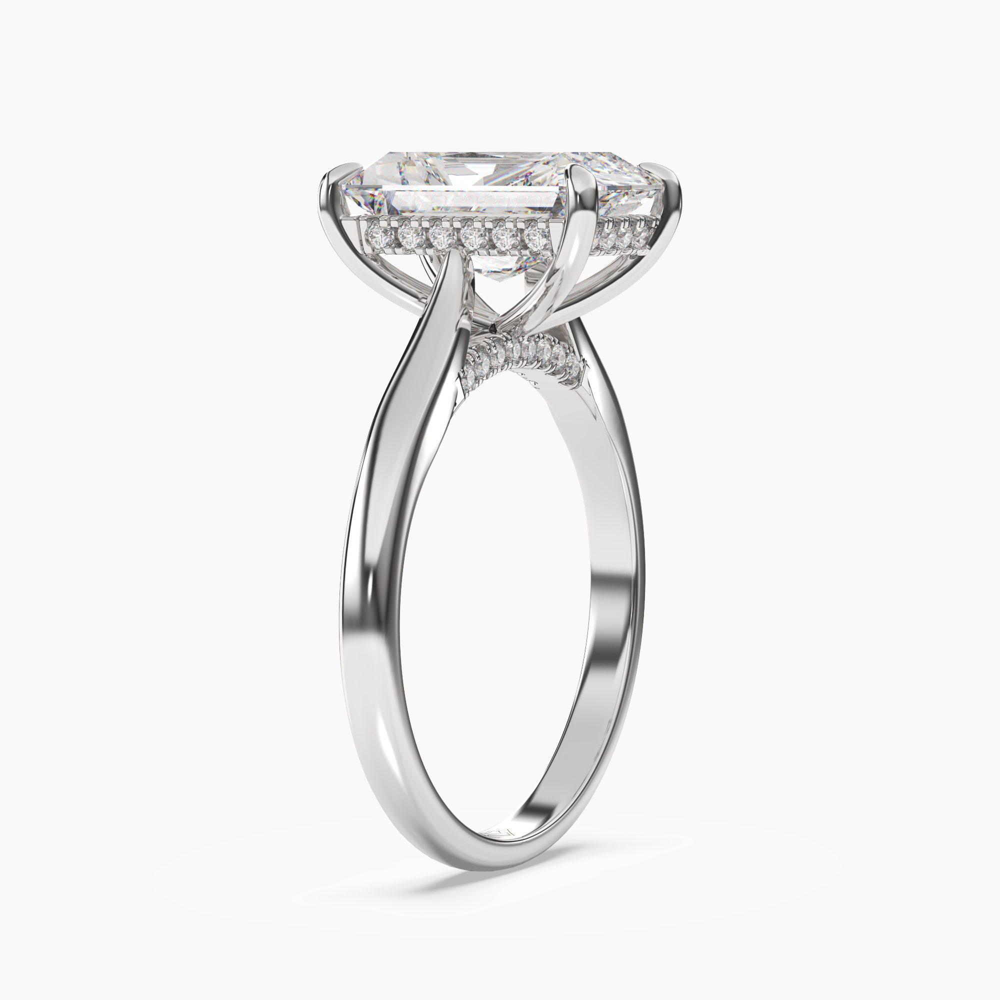 Hestia Radiant Hidden Halo Diamond Ring Setting in 14K Yellow Gold