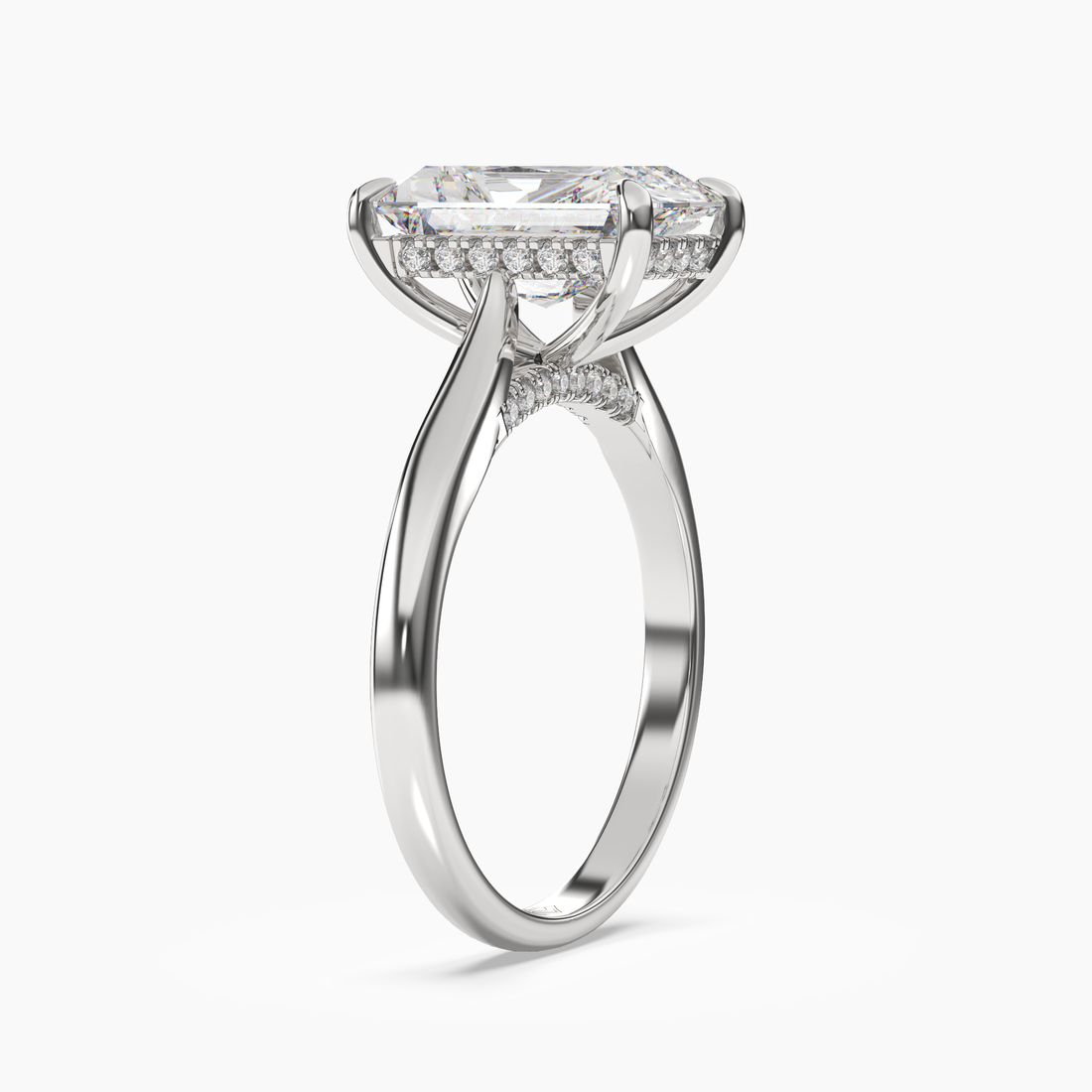 Hestia Radiant Hidden Halo 3 Carat Lab Grown Diamond Engagement Ring in 14K Rose Gold