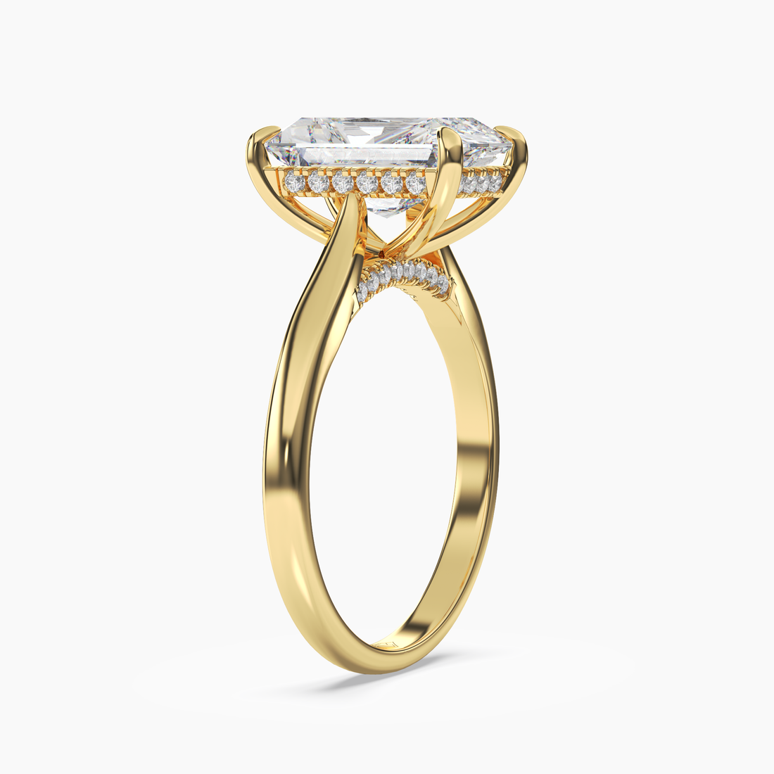 Hestia Radiant Hidden Halo 2.5 Carat Lab Grown Diamond Engagement Ring in 14K Rose Gold